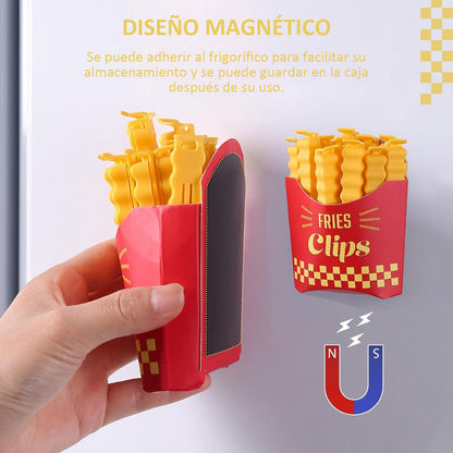 Bolsa Clip Magnético Pinzas Para Sellar Alimentos 12pcs Color Amarillo