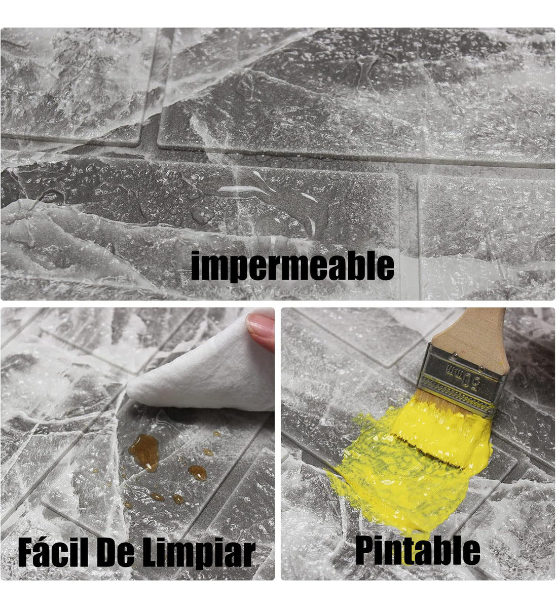 Pegatina De Pared Decorativa 3d10pcs Mármol Ladrillo Veteado
