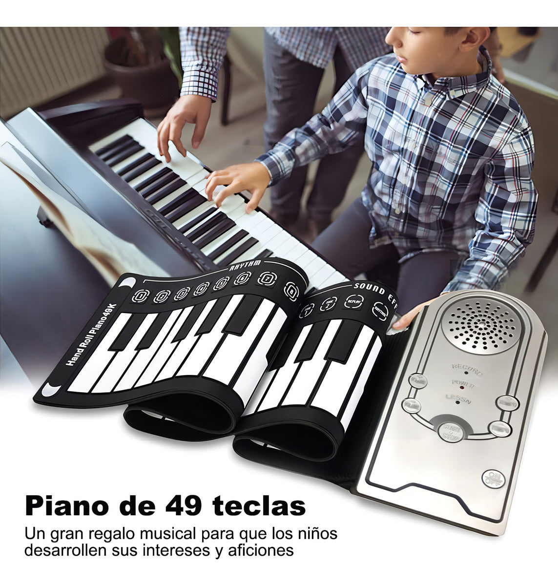 Teclado Musical Pd49 49 Teclas Con Pedal Negro Portátil Hoso