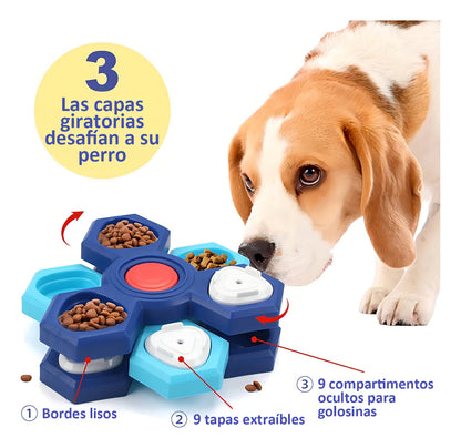 Comedero Lento Para Perros Ajustable 3capas Dispensador De Comida Lento Color Azul Acero Hoso