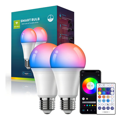 Ampolleta Inteligente Led Wifi Bluetooth App Rgb 9w 2pcs