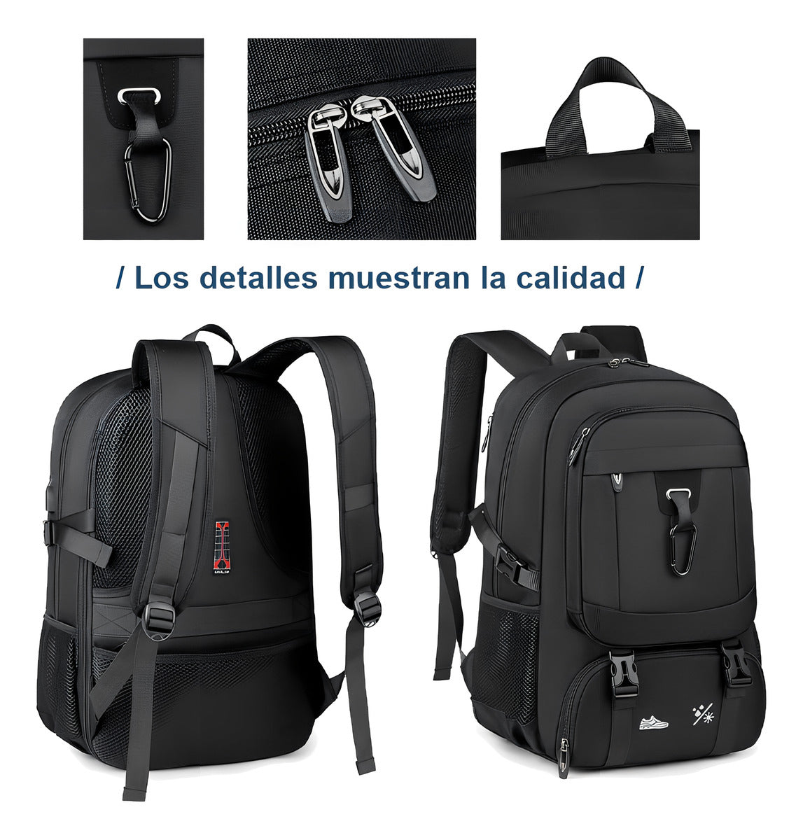 Mochila De Viaje Adultos Laptop 15 Pulgadas Grande Espacio Con Adultos Color Negro