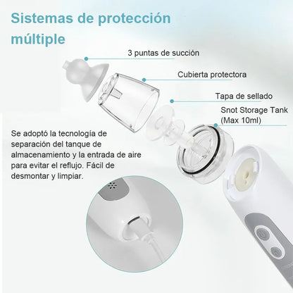 Cable Aspirador Nasal Electricos Bebe Filtros Ventosas Color Blanco