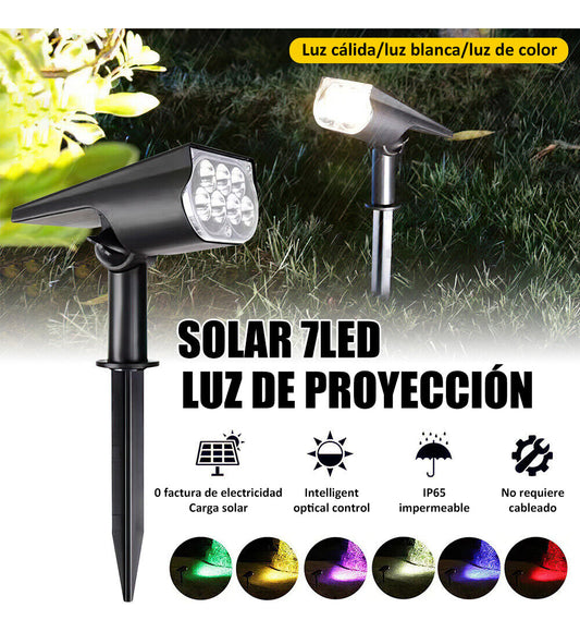 Foco Estaca Led Lámpara Solar Exterior Jardín 7 Colores
