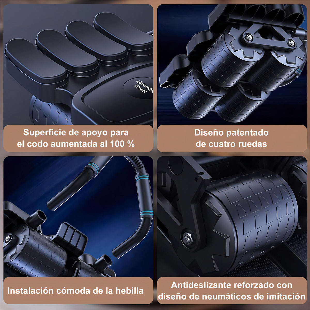 Rueda Abdominales De Rebote Automático Con Soporte Y Colchon Color Negro