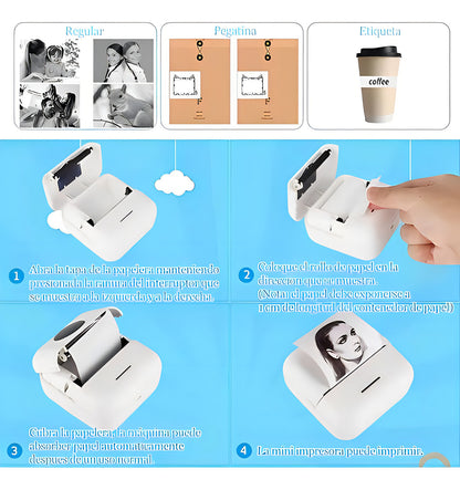 Mini Impresora Térmica Portátil Hoso Bluetooth 200dpi Usb-c Blanco