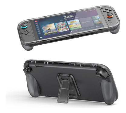 Funda Nintendo Switch 2 Gris Transparente Soporte Integra - Gris