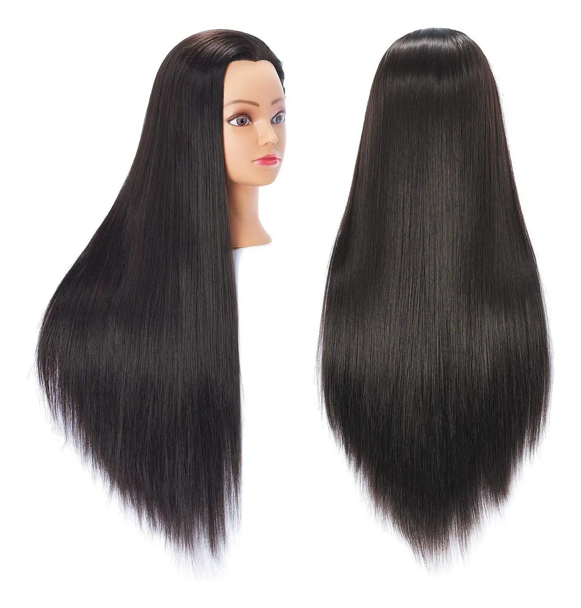 Cabeza Tecnica Pelo Sintetica 65cm Largo + Soporte De Mesa