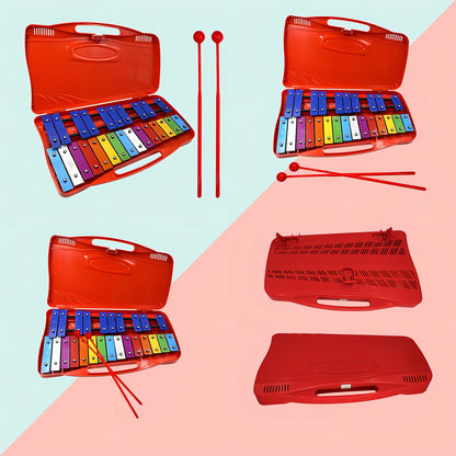 Metalófono Escolares 25 Notas Cromático Percusión 4 Colores Color Rojo