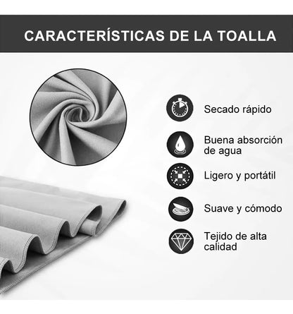 Toalla De Baño Viaje Deportiva Microfiba Secado Rápido 3pcs Color Gris Microfibra