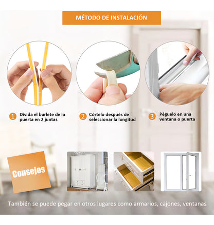 Burlete Hoso Tipo D Epdm Blanco 6m Incluye Adhesivo Para Puertas/ventanas