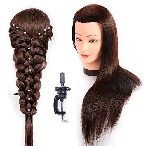 Cabeza Tecnica Pelo Sintetica 65cm Largo + Soporte De Mesa