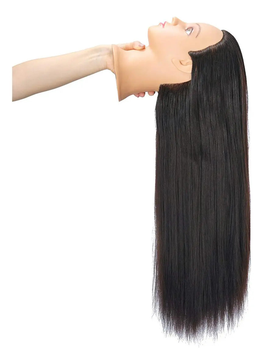 Cabeza Tecnica Pelo Sintetica 65cm Largo + Soporte De Mesa