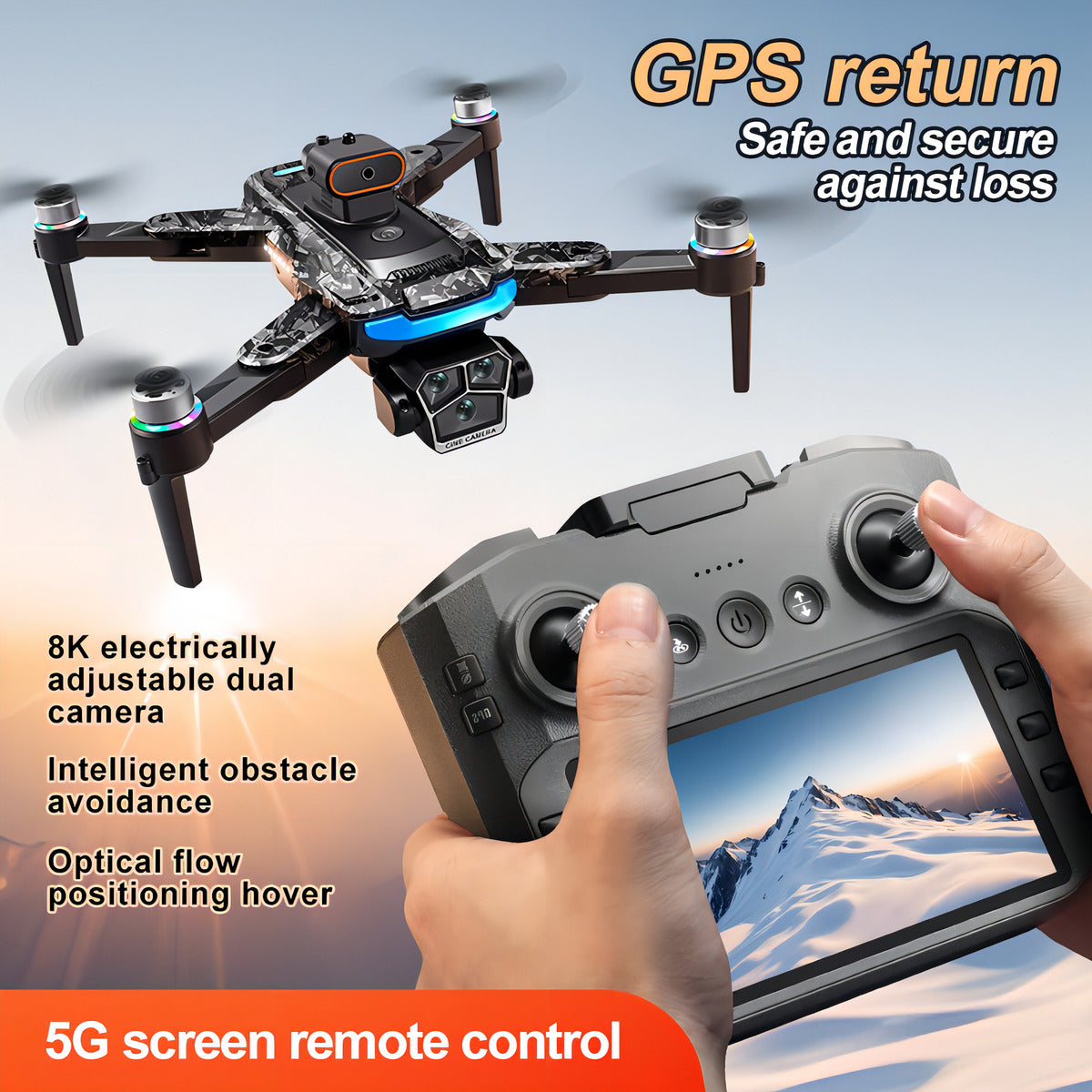 Drone Cámara Anti-obstáculos Inteligente Control De Pantalla Color Negro