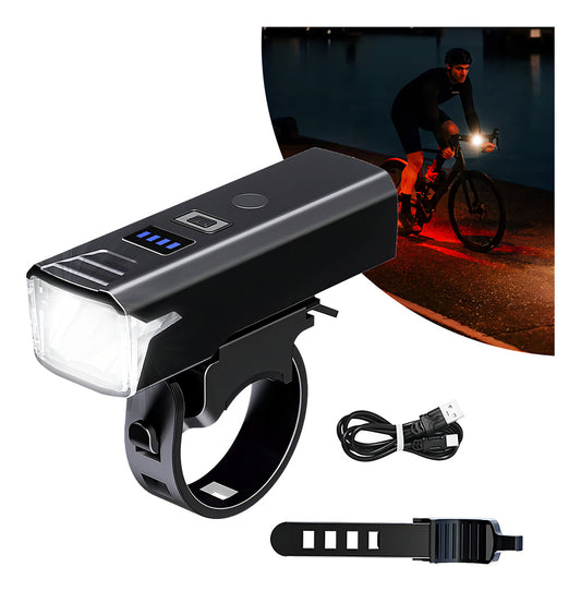 Luz Para Bicicleta Delante Led Usb-c Iluminación Sensible Color Negro