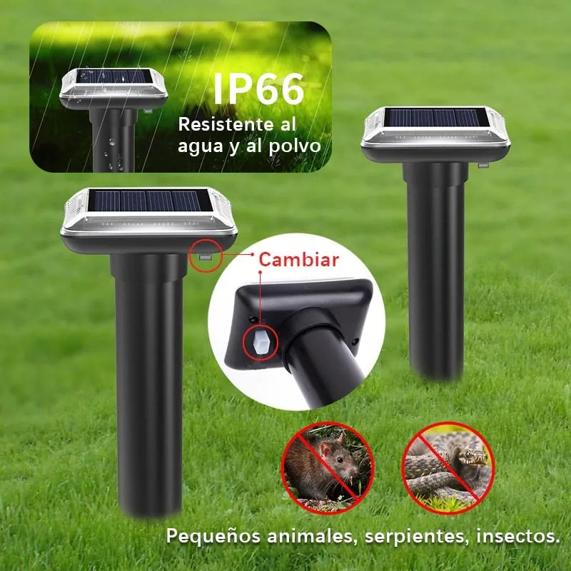 Repelente Solar Ultrasónico 2 Unidades Apto Animales Plagas Color Negro