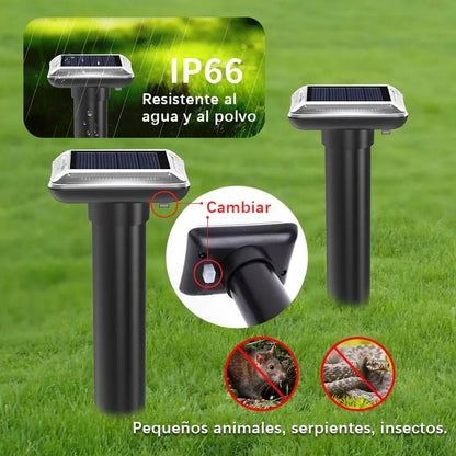 Repelente Solar Ultrasónico 2 Unidades Apto Animales Plagas Color Negro