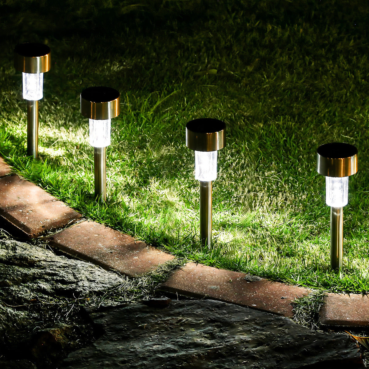Luces Solares Exterior Lámpara Foco Jardín 10pcs 5colores Estructura Verde Claro