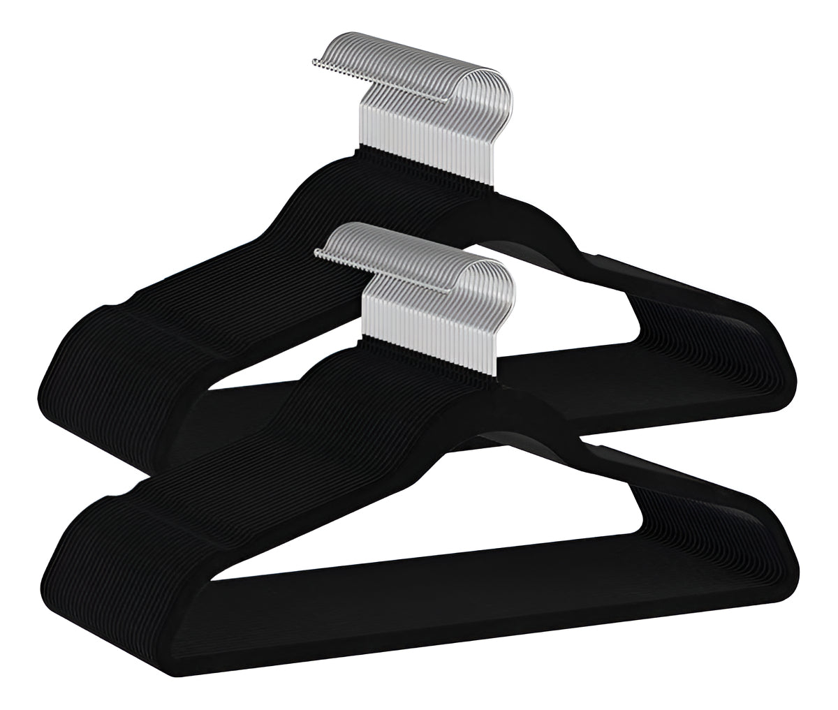 Colgadores De Ropa Hoso Set 30u Terciopelo Antideslizante Negro