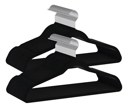 Colgadores De Ropa Hoso Set 30u Terciopelo Antideslizante Negro