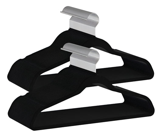 Colgadores De Ropa Hoso Set 30u Terciopelo Antideslizante Negro