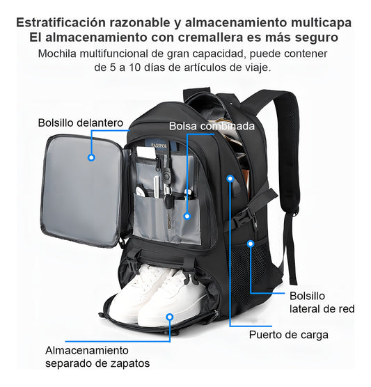 Mochila De Viaje Adultos Laptop 15 Pulgadas Grande Espacio Con Adultos Color Negro
