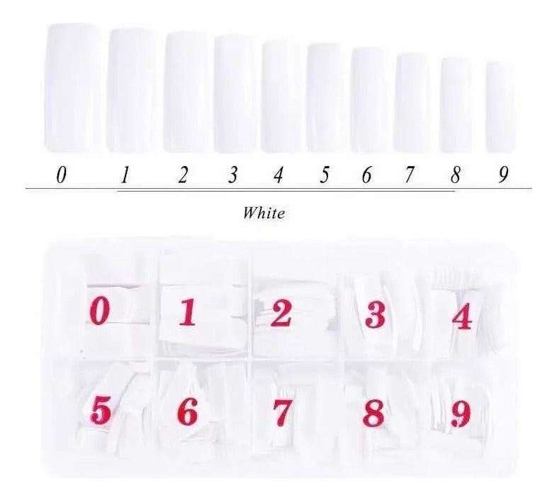 Caja De Tips Para Uñas (500unidades) Color Hueso Colo Piel