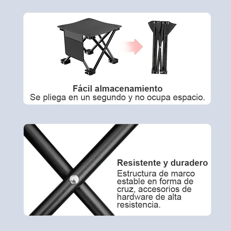 Silla Plegable Para Camping Playa Hoso Negra Portátil Con Bolsa Negro