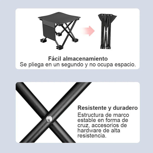 Silla Plegable Para Camping Playa Hoso Negra Portátil Con Bolsa Negro
