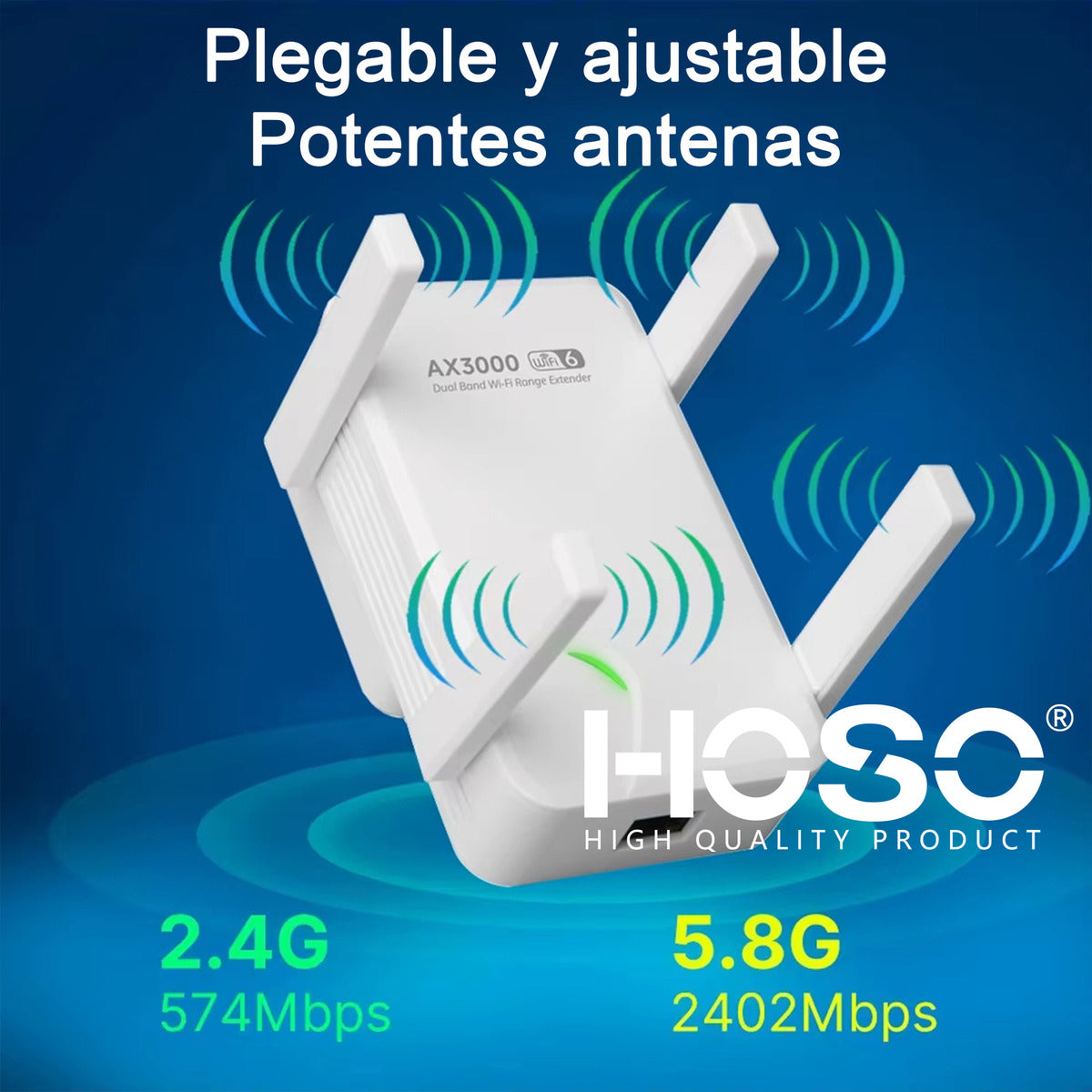 Repetidor Wifi 5,8g 2.4g Wifi6 Ax3000 2400mbps Rj45 4 Antena