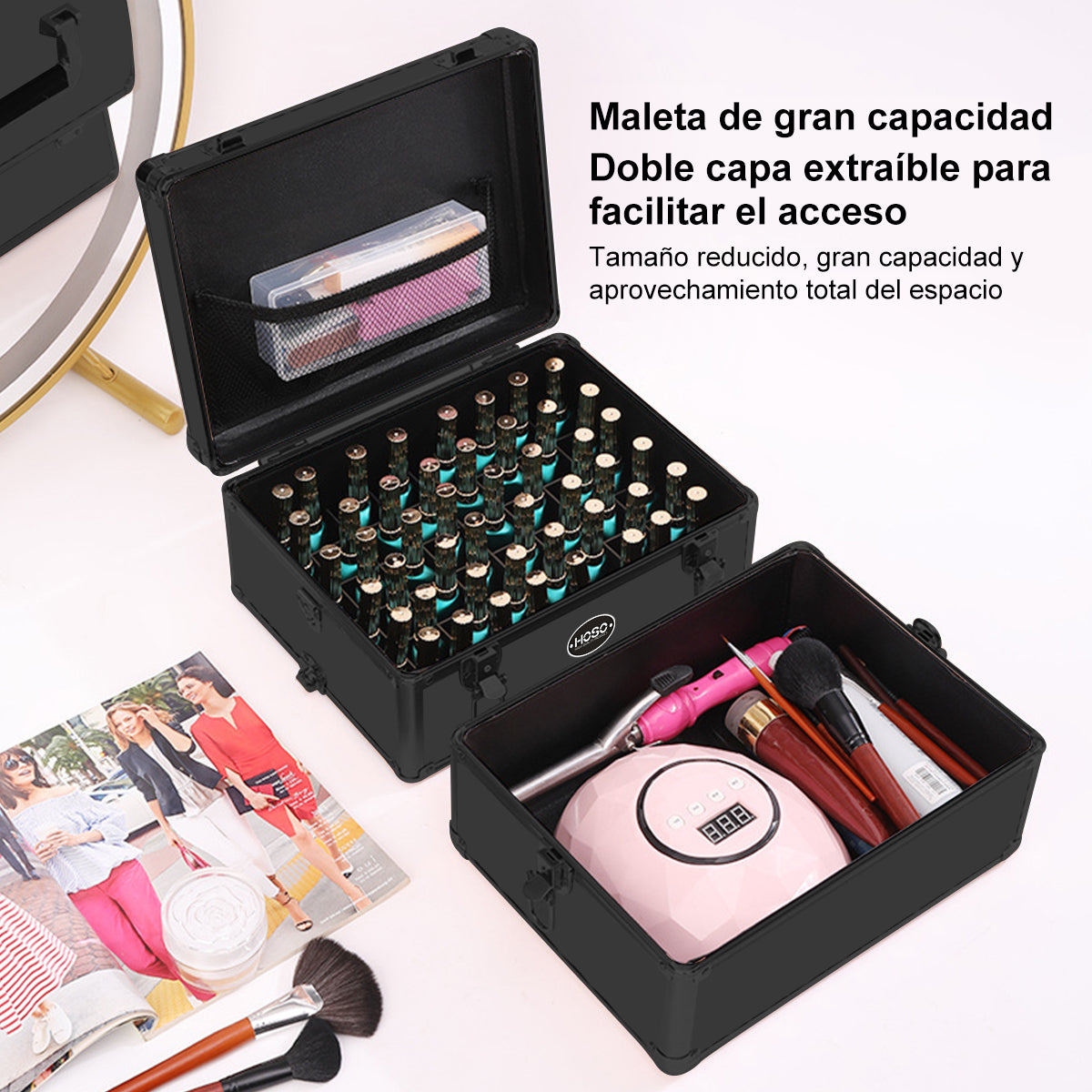 Maleta Portátil Para Manicura/maquilaje Profesional Dos Capa
