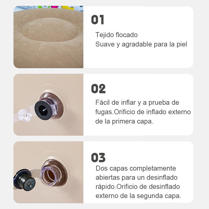 Camping Sofá De Ocio Tumbona Silla Inflable Reposa Pies Puff