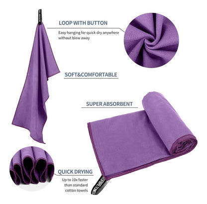 Toalla De Baño Viaje Deportiva Microfiba Secado Rápido 3pcs