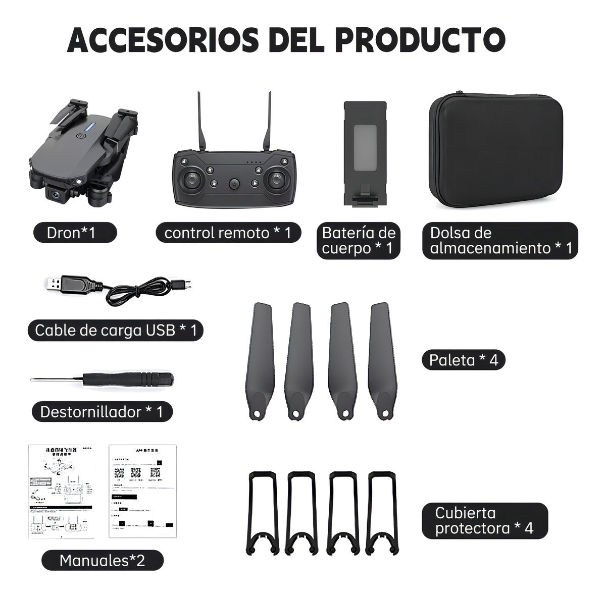 Dron Fpv Con Cámara 4k Wifi Profesional +2batería Recargable Color Negro
