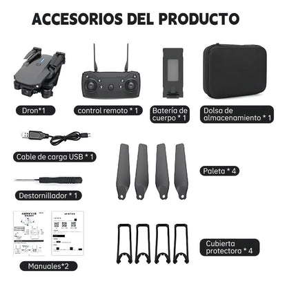 Dron Fpv Con Cámara 4k Wifi Profesional +2batería Recargable Color Negro