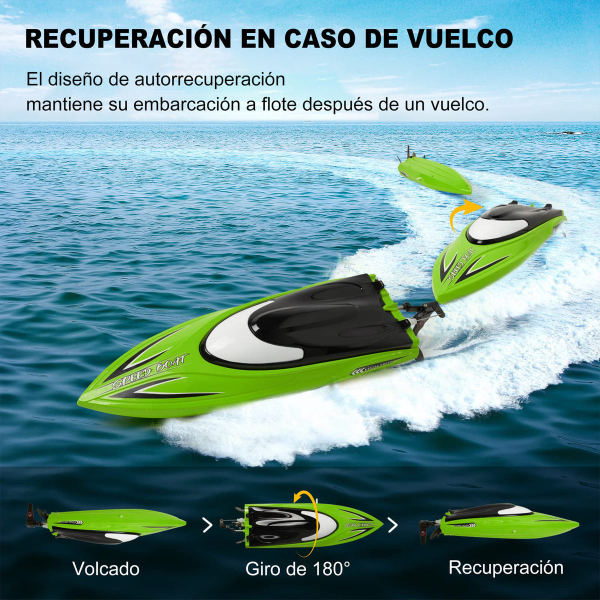Cocodril Barco A Control Remoto Alta Velocidad Lancha Rápida Color Verde Personaje Cocodrilo