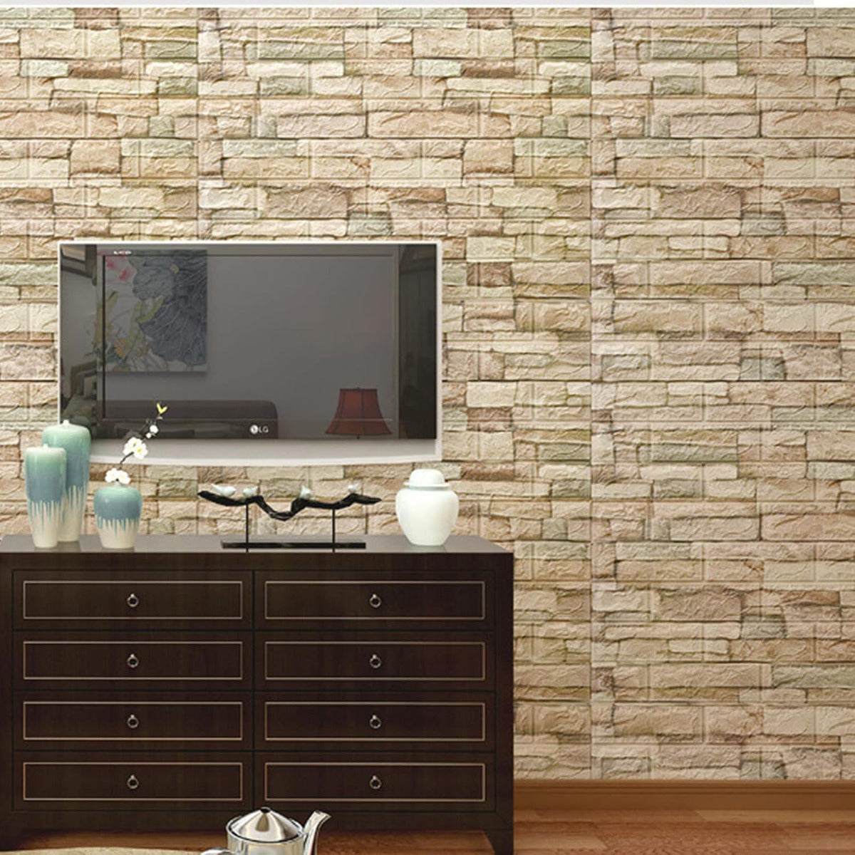 Pegatina De Pared Decorativa 3d10pcs Mármol Ladrillo Veteado