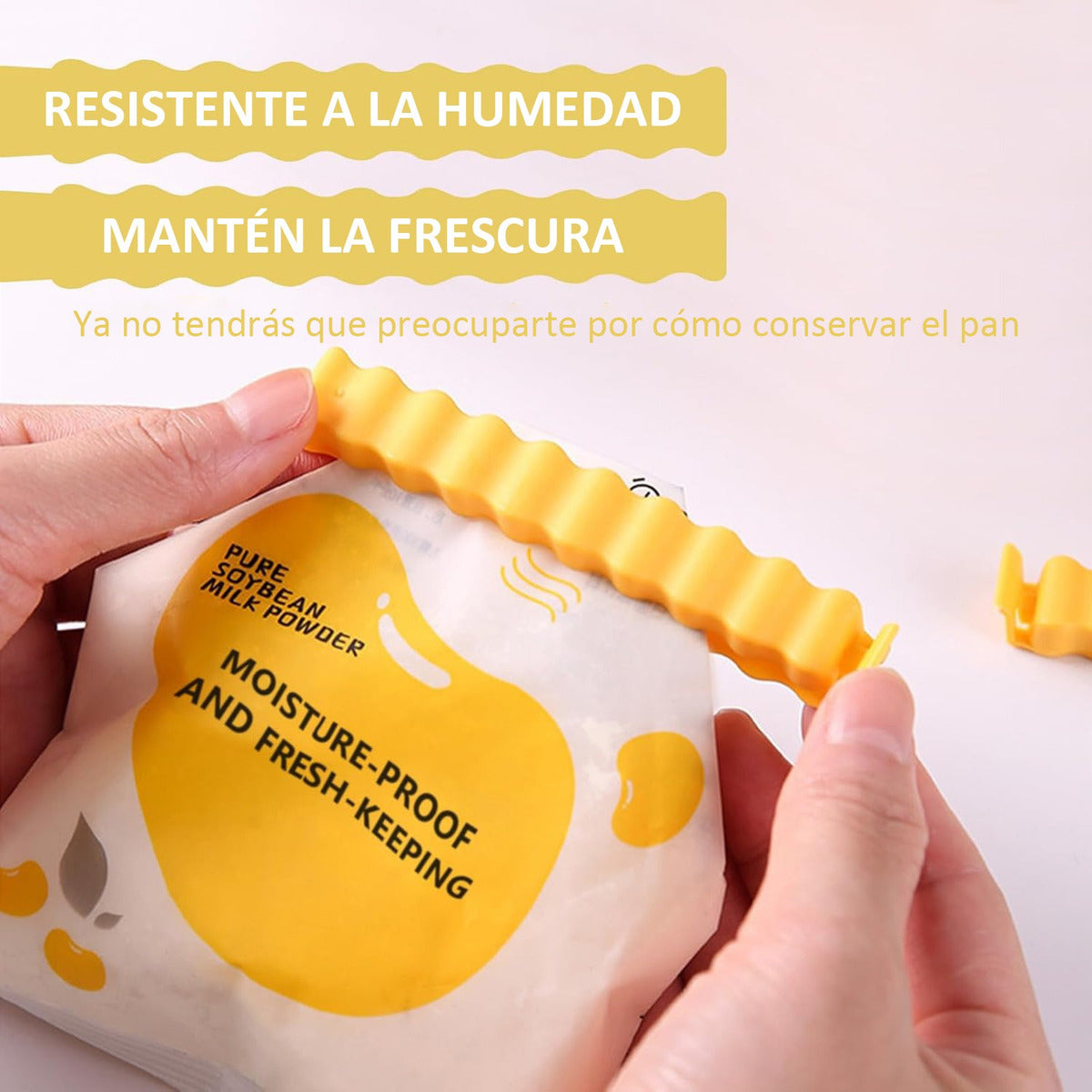 Bolsa Clip Magnético Pinzas Para Sellar Alimentos 12pcs Color Amarillo
