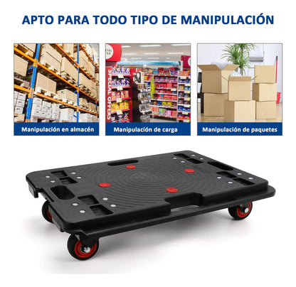 Carro De Carga Logístico Plegable Tipo Plataforma 150 Kilos Negro