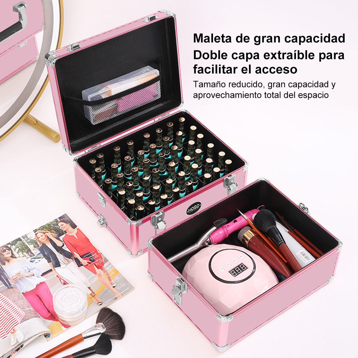 Maleta Portátil Para Manicura/maquilaje Profesional Dos Capa