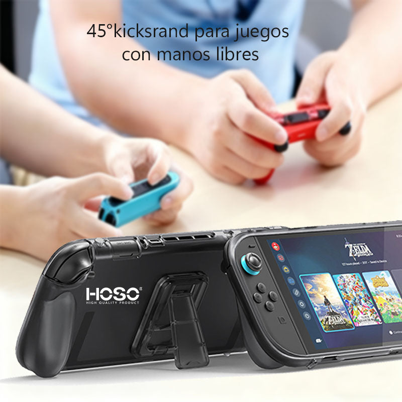 Funda Nintendo Switch 2 Gris Transparente Soporte Integra - Gris