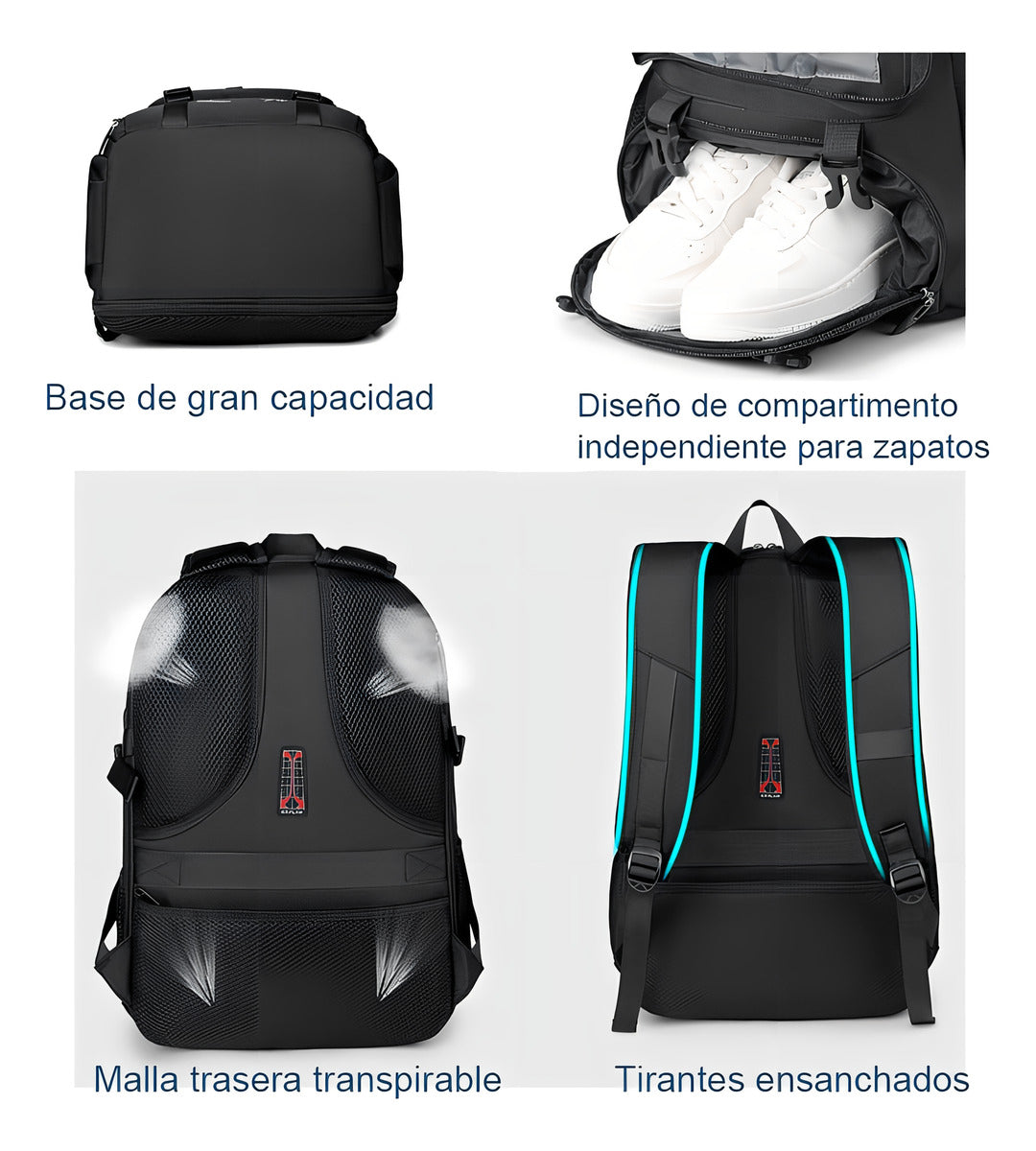 Mochila De Viaje Adultos Laptop 15 Pulgadas Grande Espacio Con Adultos Color Negro