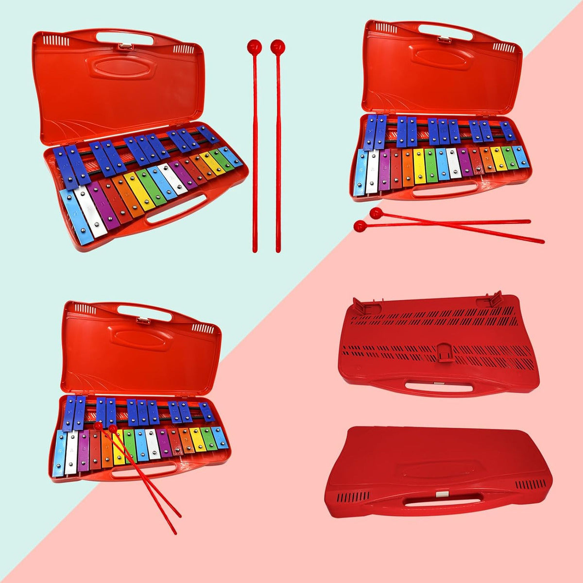 Metalófono Escolares Cromático Percusión 25 Notas 4 Colores