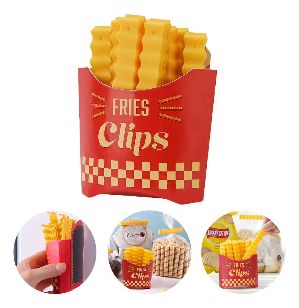 Bolsa Clip Magnético Pinzas Para Sellar Alimentos 12pcs Color Amarillo