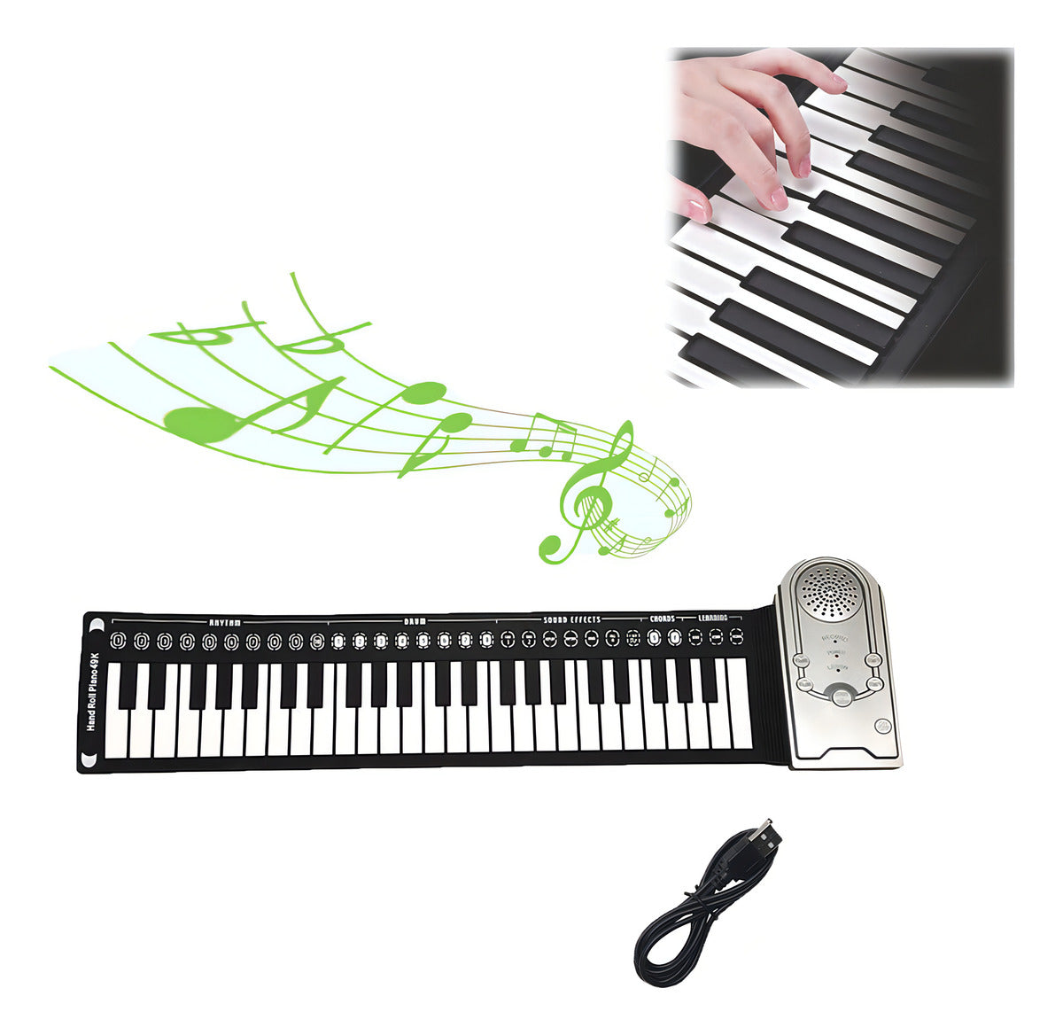 Teclado Musical Pd49 49 Teclas Con Pedal Negro Portátil Hoso
