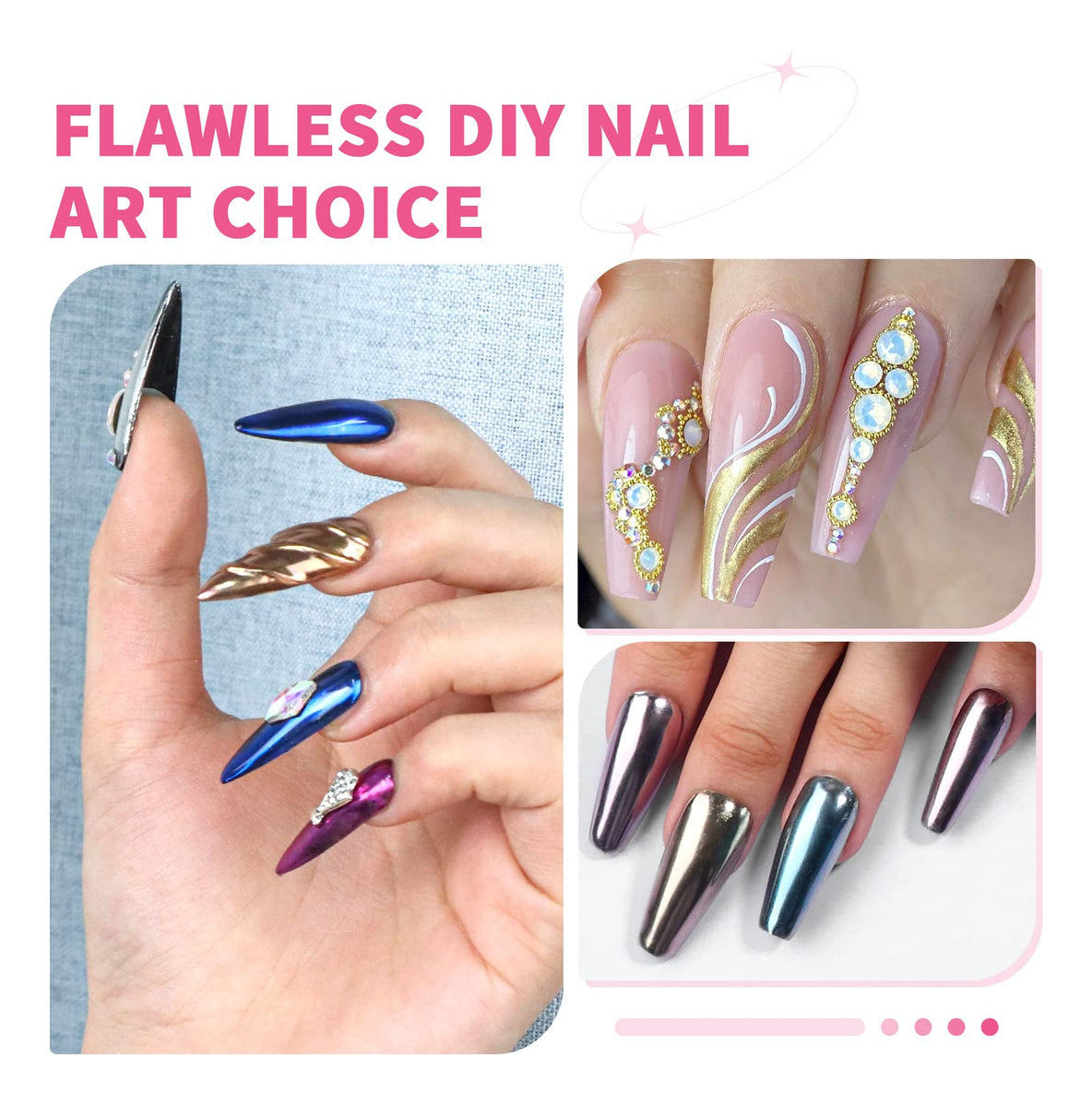 Polvo Efecto Espejo Manicure + Pincel Sillicona