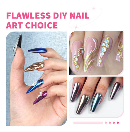 Polvo Efecto Espejo Manicure + Pincel Sillicona