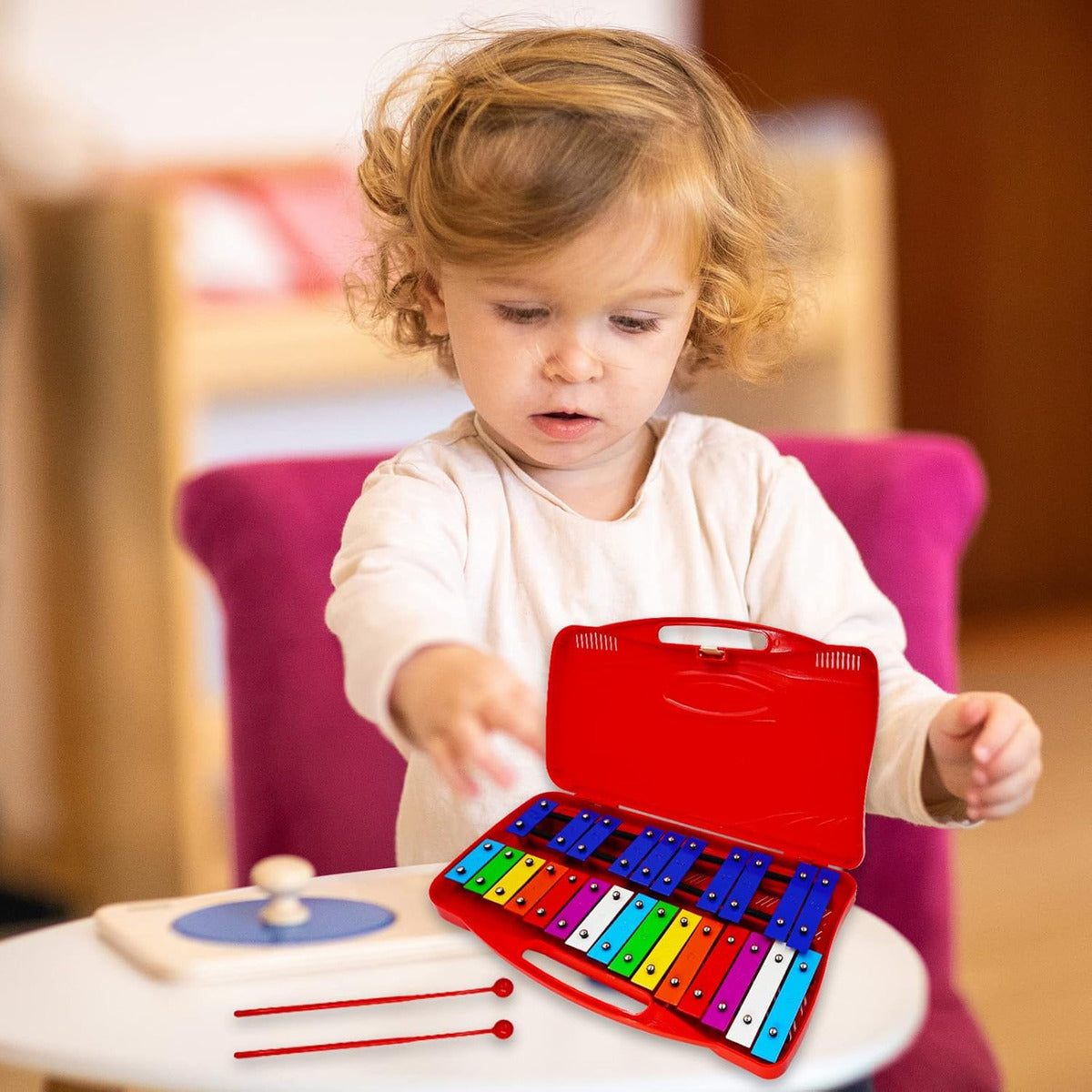 Metalófono Escolares Cromático Percusión 25 Notas 4 Colores