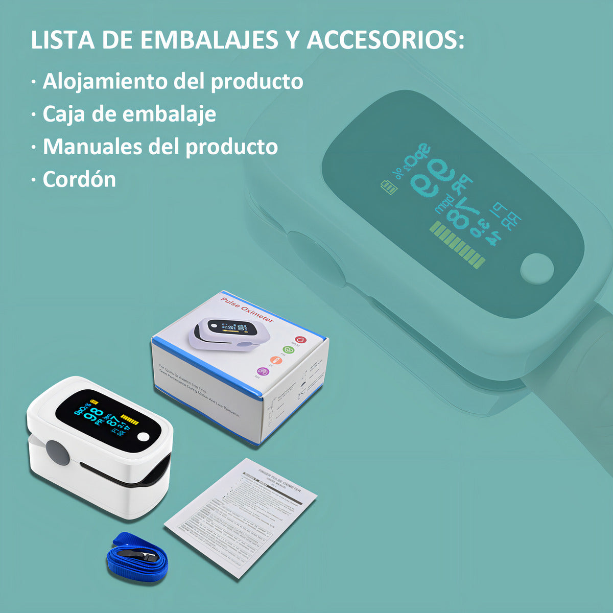 Oxímetro De Pulso Profesional Digital Saturometro 4 En 1 Hoso M160 Color Blanco/negro