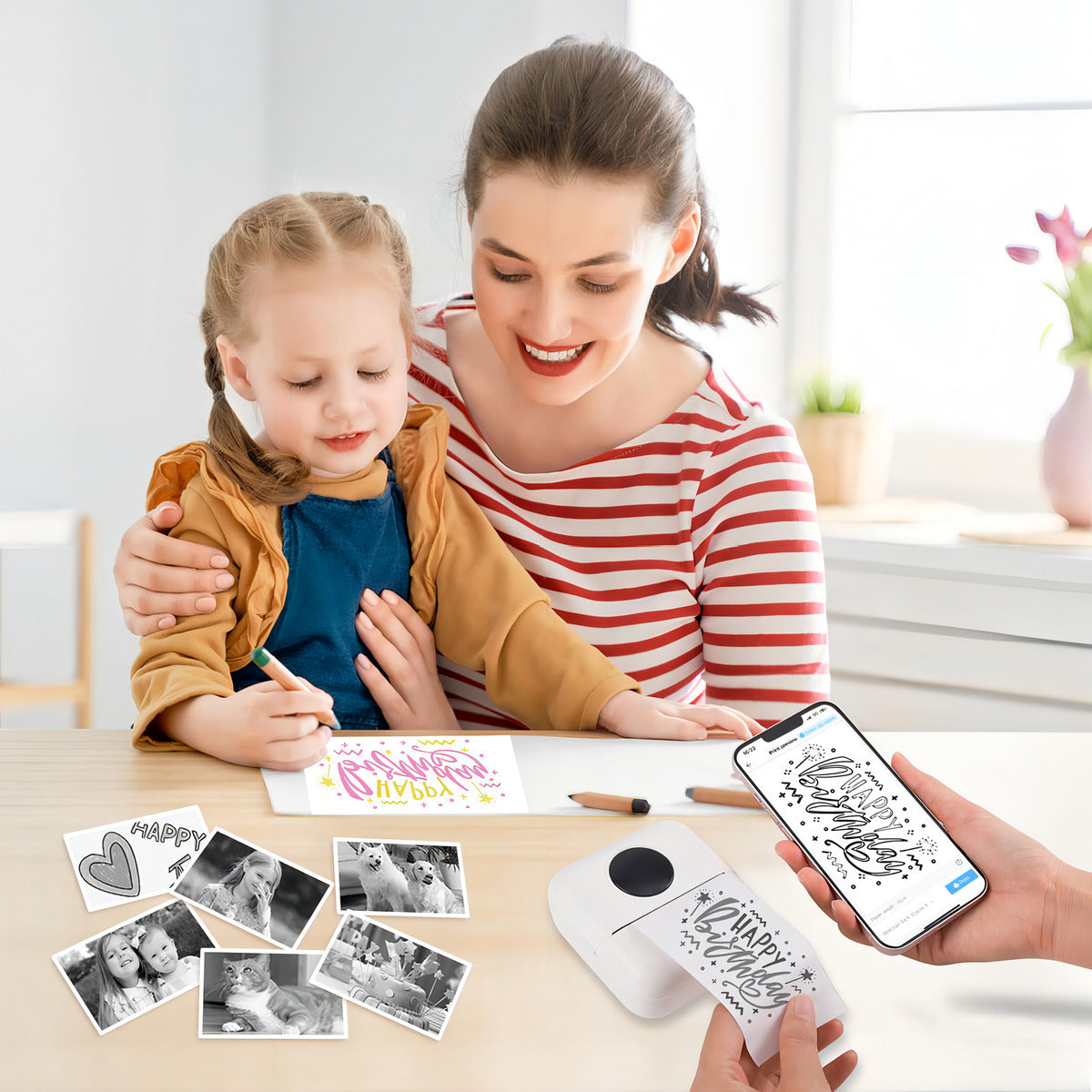 Mini Impresora Térmica Portátil Hoso Bluetooth 200dpi Usb-c Blanco